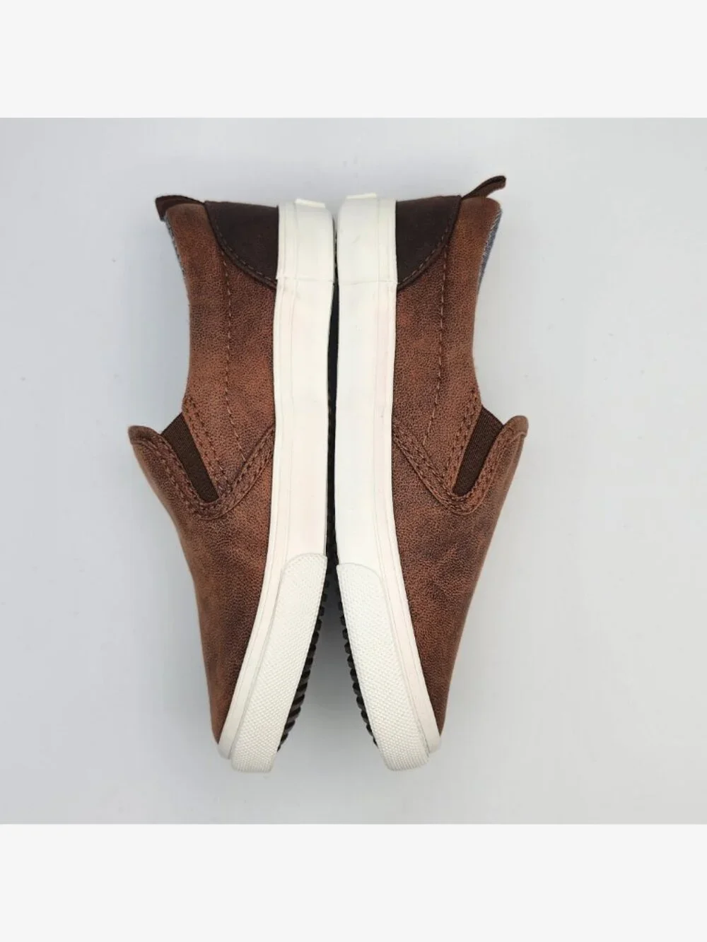 Brown Leather Slip-On Sneakers | Kid's 9